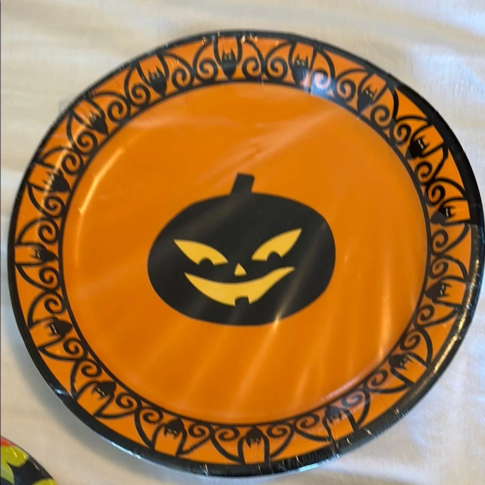 Halloween Skeleton and Pumpkin Party Plates and Napkins Set